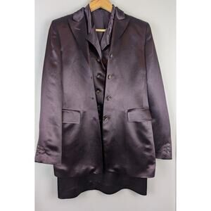 Jil Sander 3 Piece Satin Skirt Suit Set Mulberry Vest Jacket 38